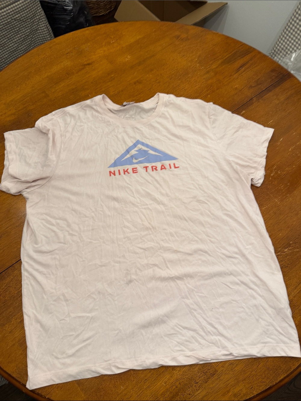 Nike Men's Trail Short Sleeve Tee in Light Pink with Blue Logo xxl